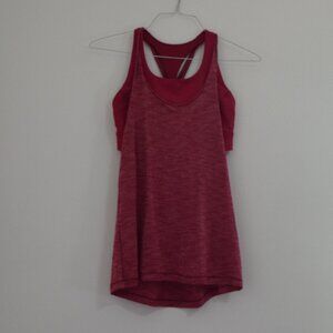 LULULEMON Red Rosewood Twist & Toil 2-in-1 Built In Bra Tank Top | Size M